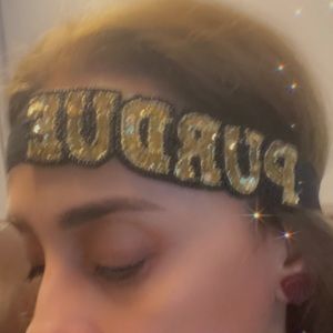 Purdue University beaded and sequined headband.